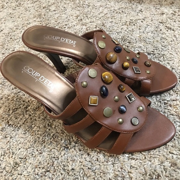 Coup D’Etat Brown Leather Sandals - Picture 1 of 11